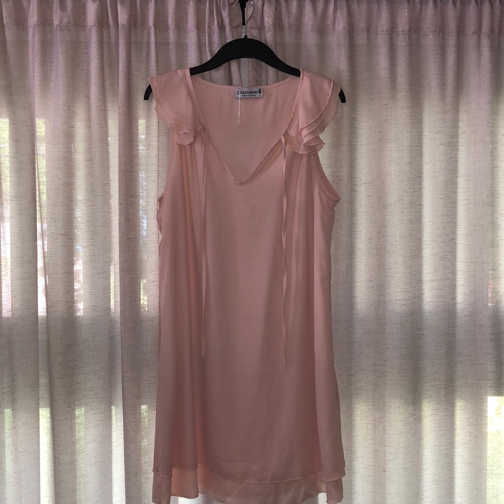Light pink, size large, brand Glamaker (purchased from Amazon) short dress
